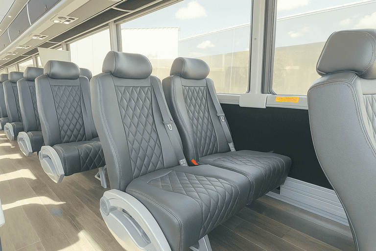 interior of South Gate Coach Bus Service charter bus