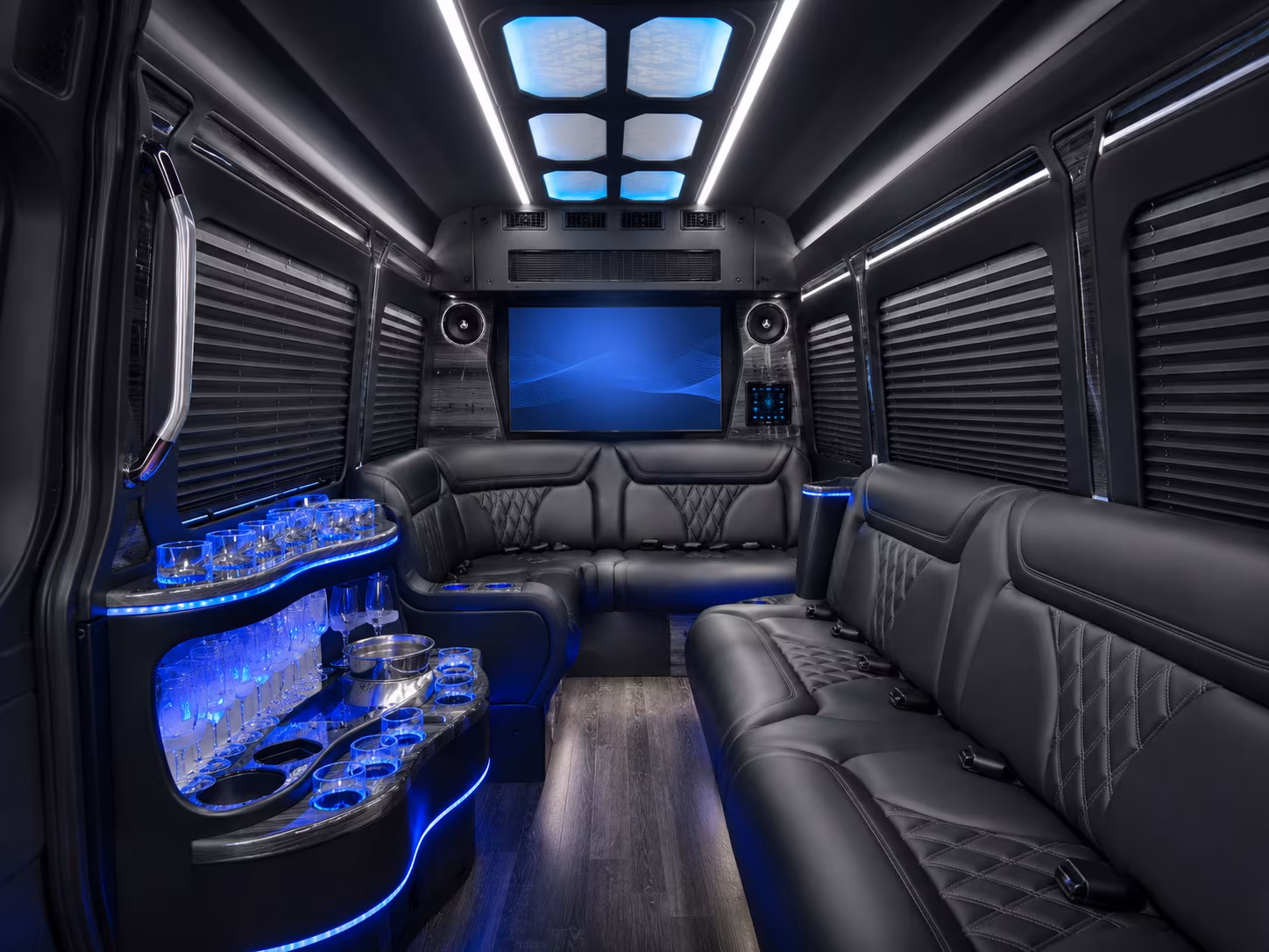 south gate 18 passenger party bus interior