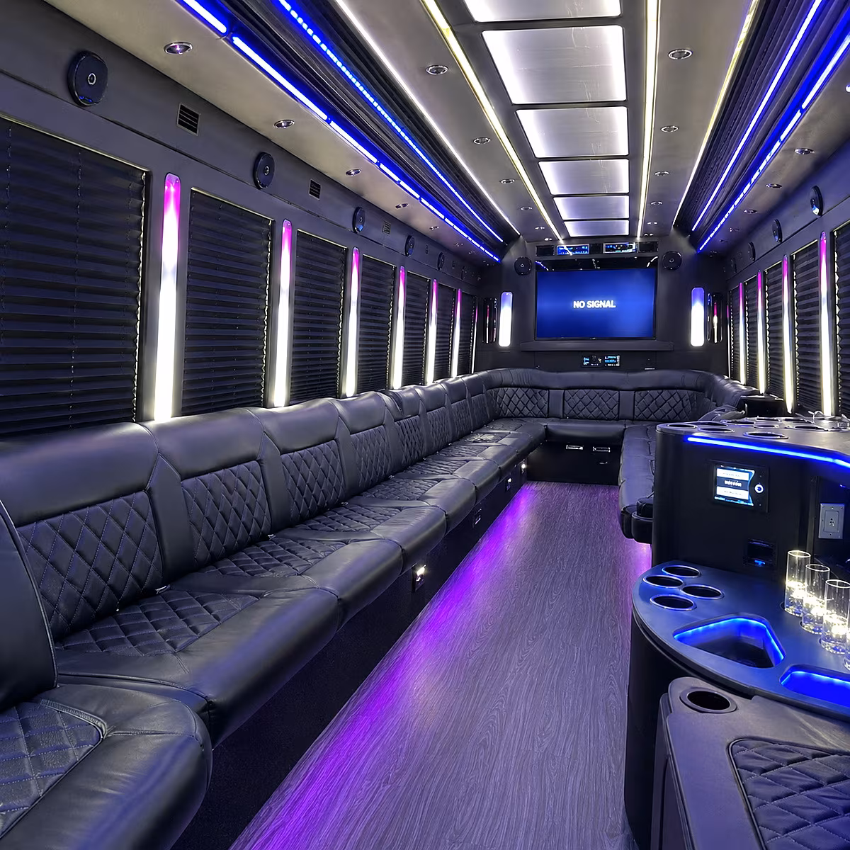south gate 30 passenger party bus inside