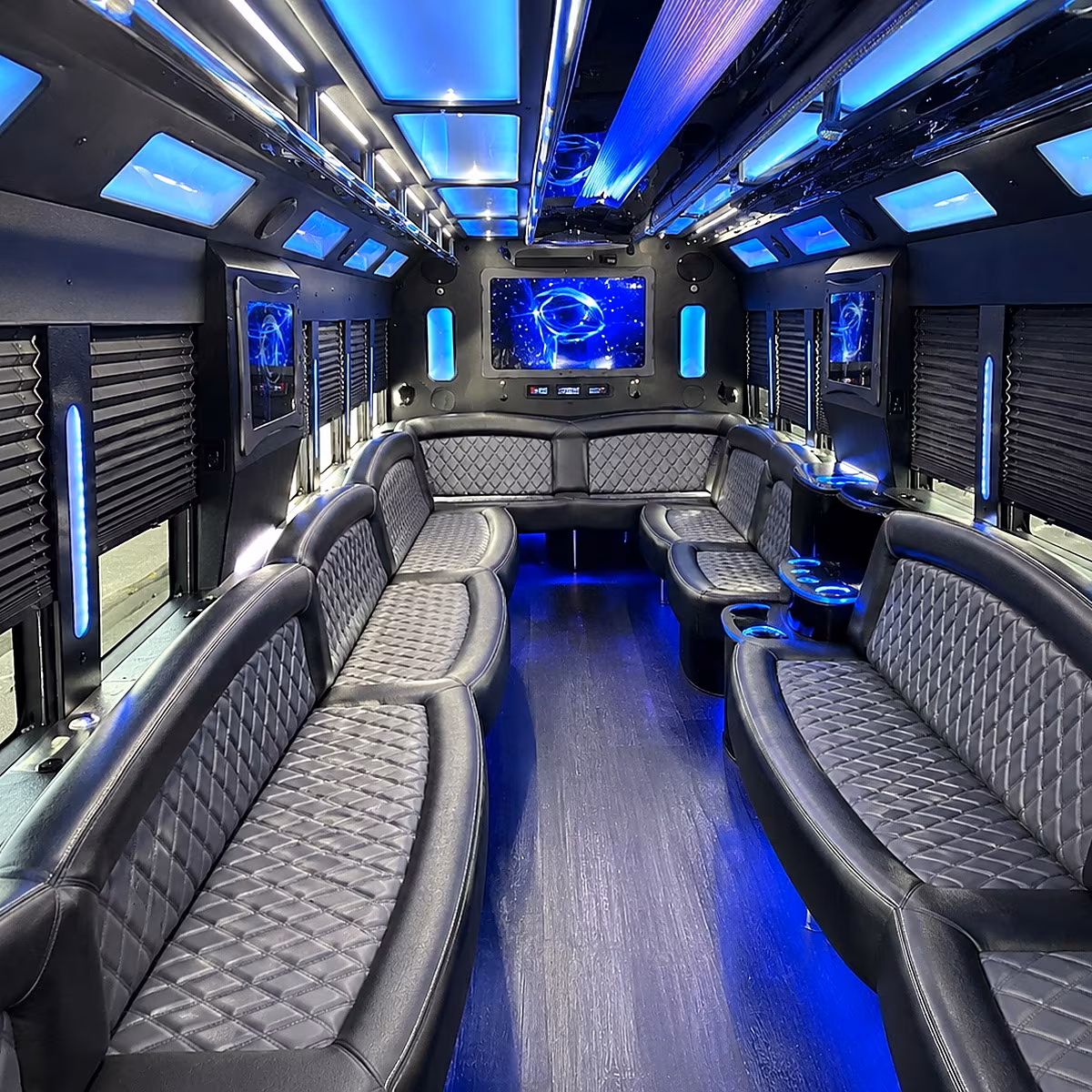 south gate 50 passenger party bus interior