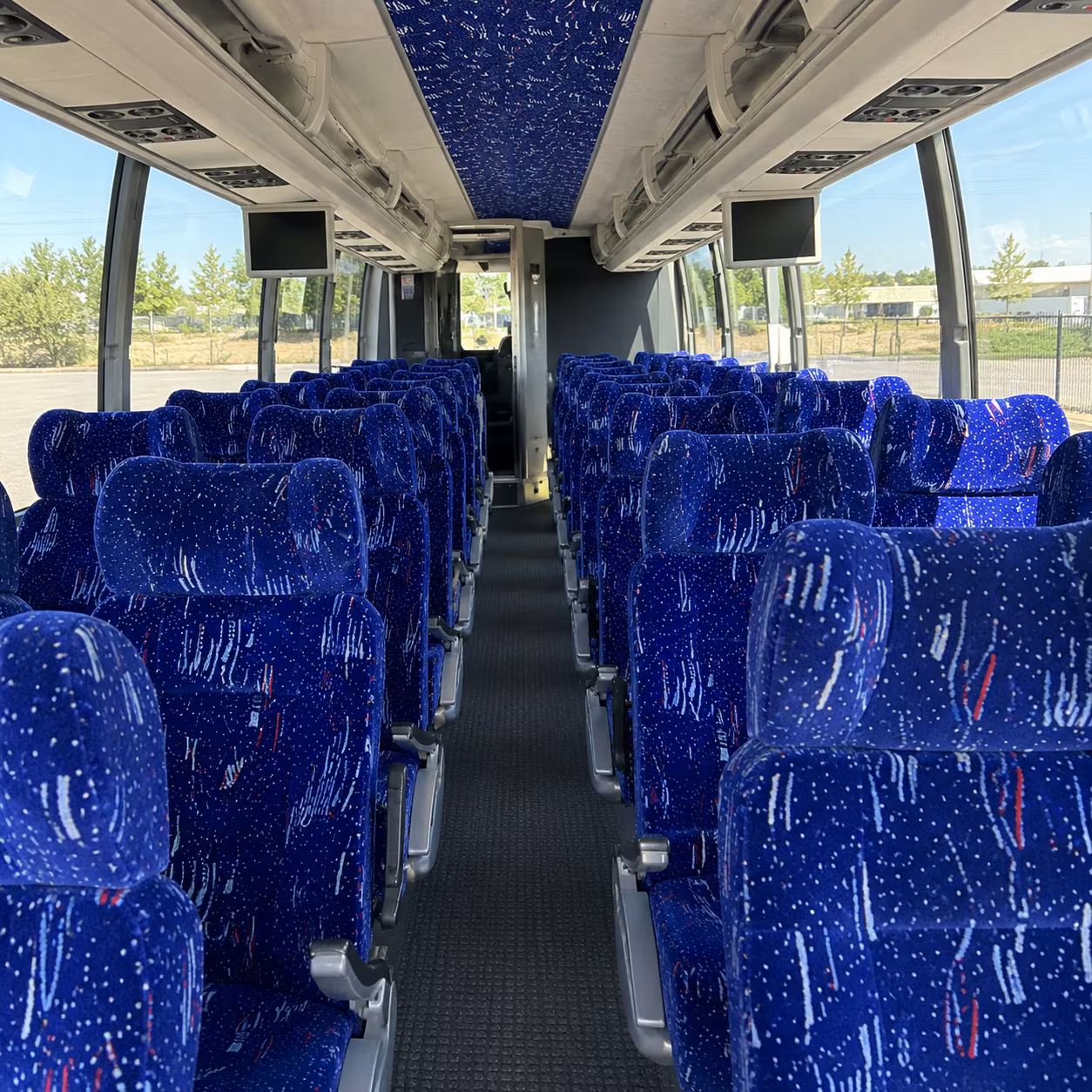 south gate 56 passenger charter bus inside